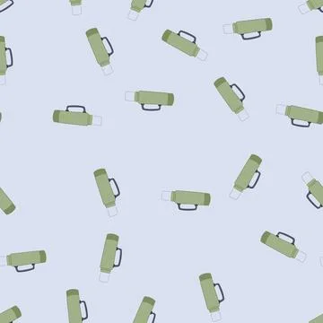 Seamless pattern water thermos cartoon vector Stock Illustration