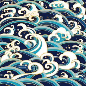 Seamless pattern with water waves and splashes Stock Illustration