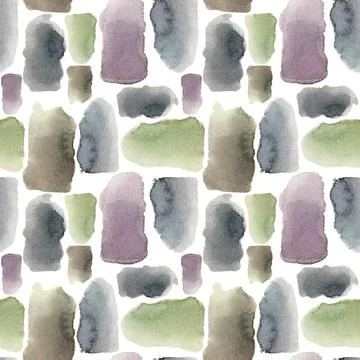 Seamless pattern watercolor abstract brown green grey purple black brushstroke Stock Illustration
