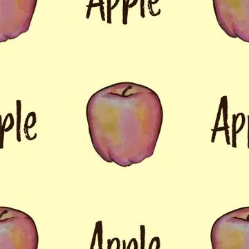 Seamless pattern with watercolor apples Illustrazione stock
