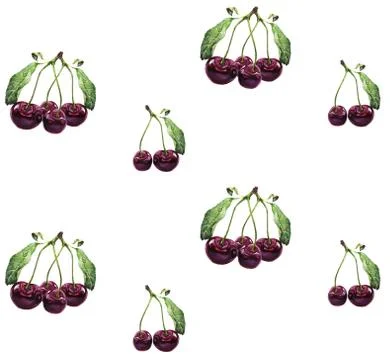 Seamless pattern Watercolor cherry illustration Stock Illustration