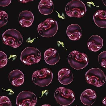 Seamless pattern Watercolor cherry illustration Stock Illustration