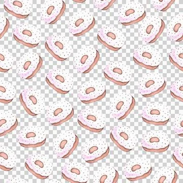 Seamless pattern of watercolor donuts hand painted illustration elements on pink Illustrazione stock