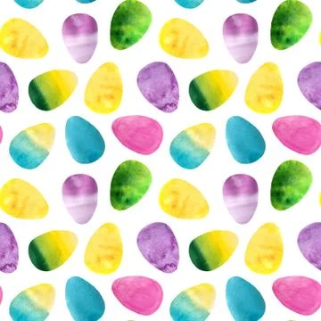 Seamless pattern watercolor Easter eggs. silhouette Stock Illustration