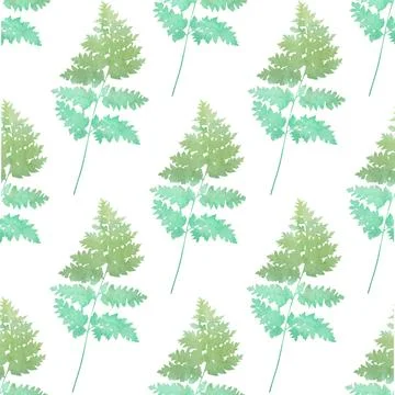Seamless pattern of watercolor ferns Stock Illustration