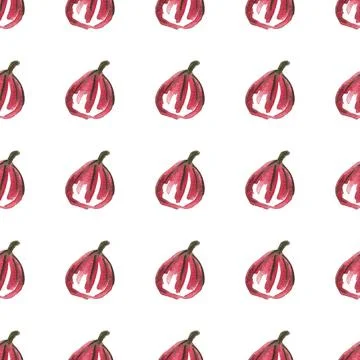 Seamless pattern of watercolor figs hand drawn on white background Illustrazione stock