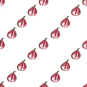 Seamless pattern of watercolor figs hand drawn on white background 스톡 일러스트
