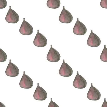 Seamless pattern of watercolor figs hand drawn on white background Stock Illustration