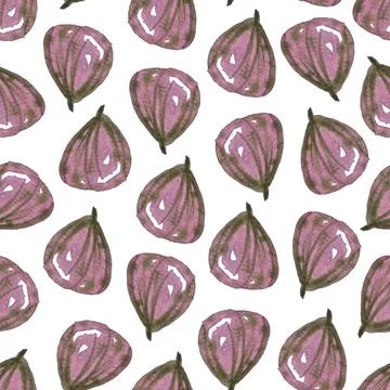 Seamless pattern of watercolor figs hand drawn on white background Stock-Illustration