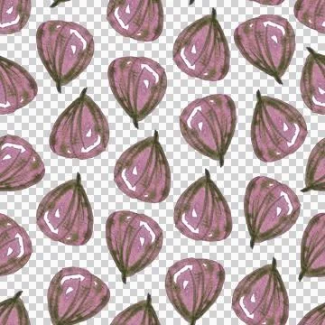 Seamless pattern of watercolor figs hand drawn on white background Illustrazione stock