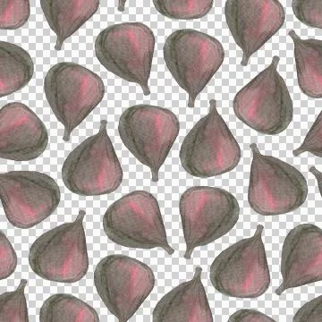 Seamless pattern of watercolor figs hand drawn on white background Stock-Illustration