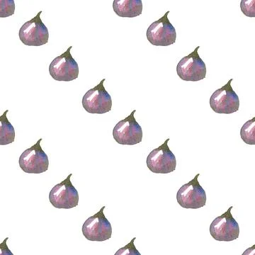 Seamless pattern of watercolor figs hand drawn on white background Illustrazione stock