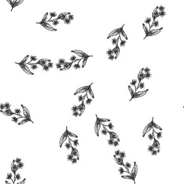 Seamless pattern watercolor forget me not sketch hand drawn イラスト素材