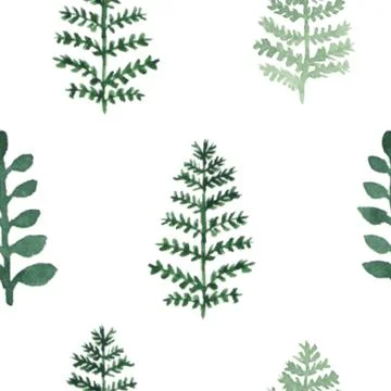 Seamless pattern with watercolor hand draw fern and leaves イラスト素材