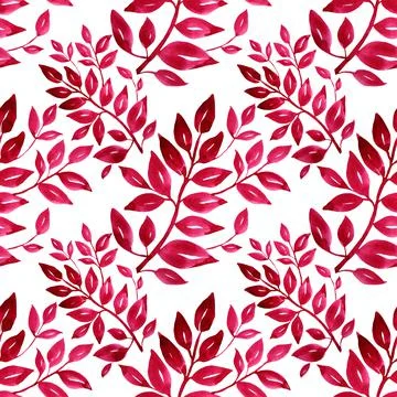 Seamless pattern watercolor hand-drawn red flower chrysanthemum or lily and Stock Illustration