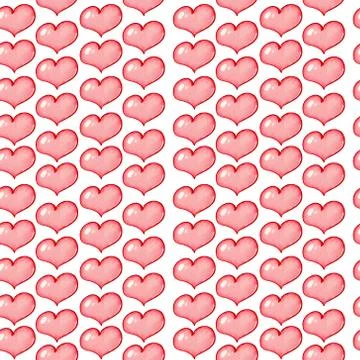 Seamless pattern with watercolor hearts. Stock Illustration