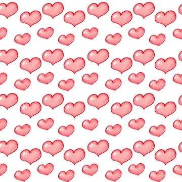 Seamless pattern with watercolor hearts. Stock Illustration
