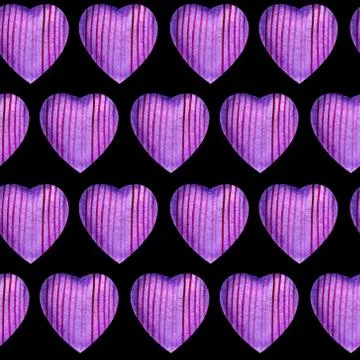Seamless pattern with watercolor hearts. Stock Illustration