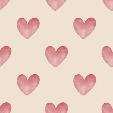Seamless pattern with watercolor hearts Illustrazione stock