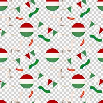 Seamless pattern. Watercolor holiday set with Hungarian symbols. Hungarian flag Stock Illustration