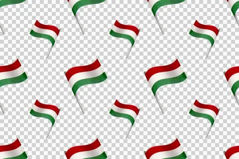Seamless pattern. Watercolor holiday set with Hungarian symbols. Hungarian flag Stock Illustration