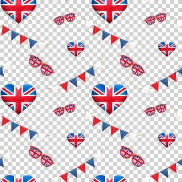 Seamless pattern.  Watercolor illustration elements with British symbols Stock-Illustration