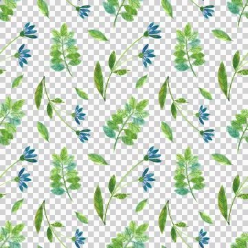 Seamless pattern with watercolor illustrations of summer plants and wildflowers. Stock-Illustration
