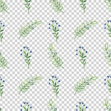 Seamless pattern with watercolor illustrations of summer plants and wildflowers. Stock Illustration