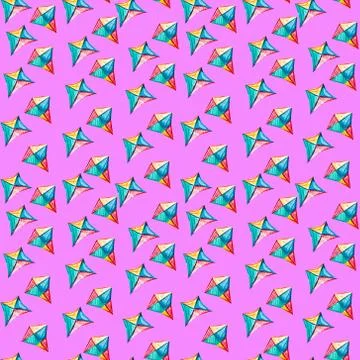 Seamless pattern with watercolor kite. Stock Illustration