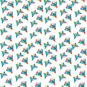 Seamless pattern with watercolor kite. Stock Illustration