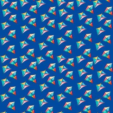 Seamless pattern with watercolor kite. Stock Illustration