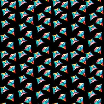 Seamless pattern with watercolor kite. Stock Illustration