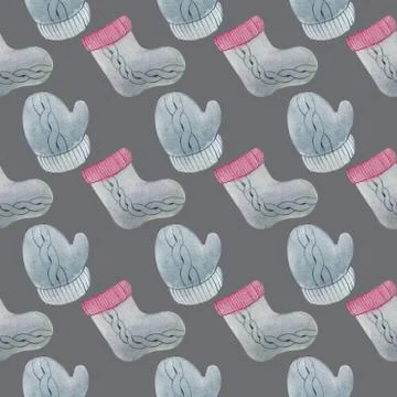 Seamless pattern of watercolor knitting hobby Stock Illustration