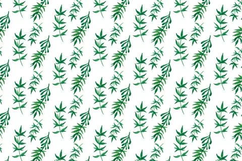 Seamless pattern with watercolor leaves Stock Illustration