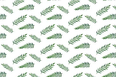 Seamless pattern with watercolor leaves Stock Illustration