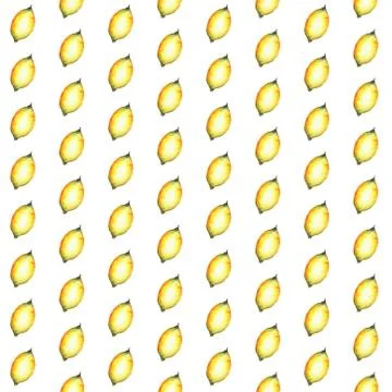 Seamless pattern with watercolor lemon hand drawn on white background. Illustrazione stock