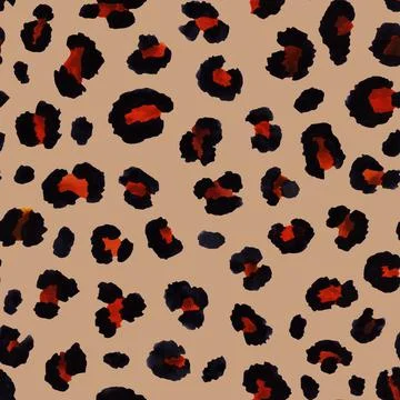 Seamless pattern watercolor leopard skin Stock Illustration