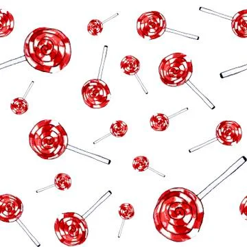 Seamless pattern with watercolor lollypops Stock Illustration