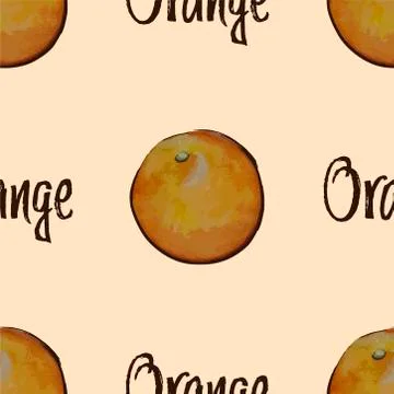 Seamless pattern with watercolor oranges Illustrazione stock