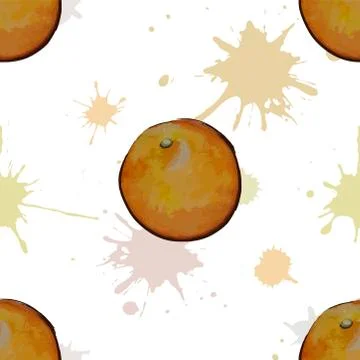 Seamless pattern with watercolor oranges Illustrazione stock