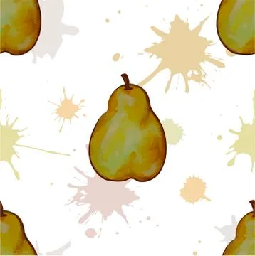 Seamless pattern with watercolor pears Illustrazione stock