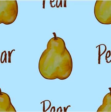 Seamless pattern with watercolor pears Illustrazione stock