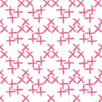 Seamless pattern with watercolor pink small cross Stock Illustration