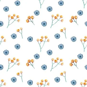 Seamless pattern with watercolor plants. Stock Illustration