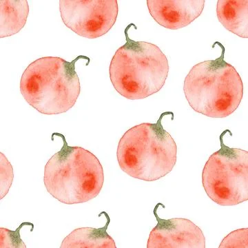 Seamless pattern of watercolor pumpkins on white background, hand painted Stock Illustration