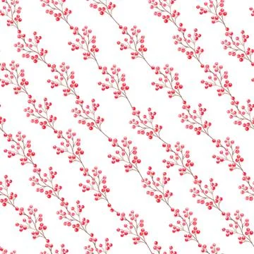 Seamless pattern of watercolor red berries. Hand-drawn illustration Stock Illustration