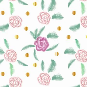 Seamless pattern of watercolor roses Stock Illustration