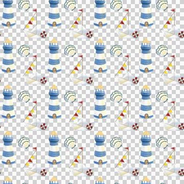 Seamless pattern. Watercolor set of cute blue whales on white background. Stock Illustration