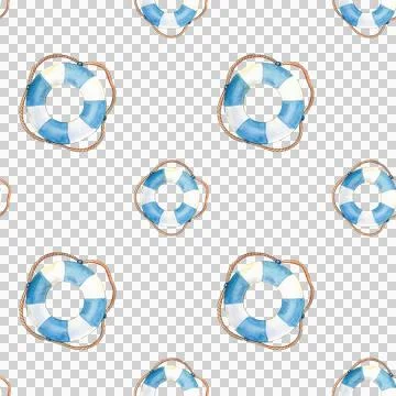 Seamless pattern. Watercolor set of cute blue whales on white background. Stock Illustration