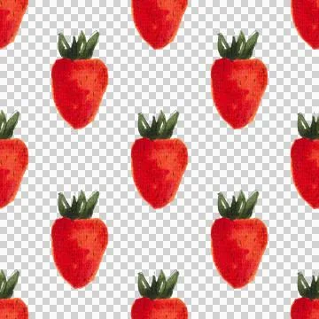 Seamless pattern of watercolor strawberries, hand painted on white background Stock Illustration